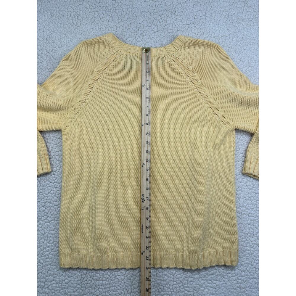 Vintage White Stag Butter Yellow Women's Large V-Neck Chunky Knit Sweater Cotton - Picture 6 of 6
